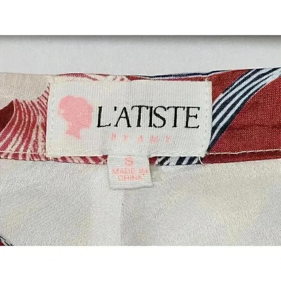 L’Atiste by Amy Womens Silk High Rise Satin Peony Floral Dress Shorts Size Small - Picture 6 of 8